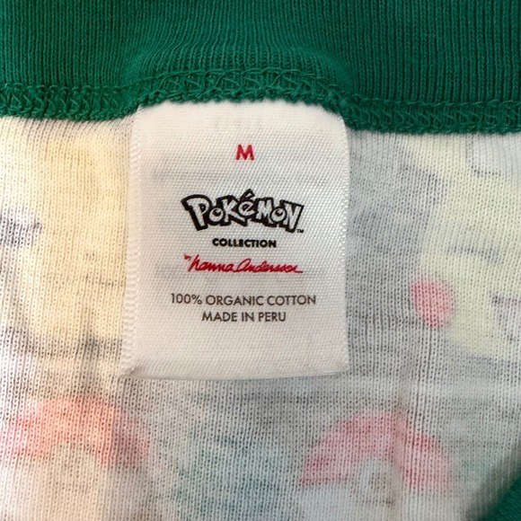 Hanna Andersson Pokemon Pikachu Christmas Pajamas Set Green Organic Cotton Med - Picture 2 of 2